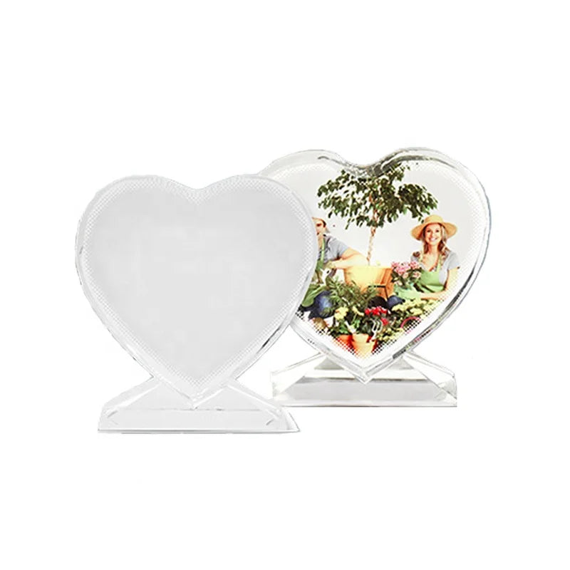 BXP13 Customized Crystal Glass Photo Frame Heart Design Sublimation Printing Premium Quality Award Trophy