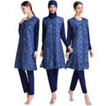 Stylish Modest Swimwear Set for Muslim Women New Patterned Burkini with Long Waterproof Robe