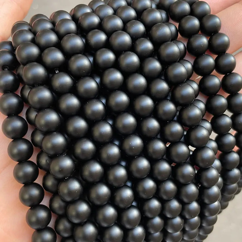 Wholesale 4mm 6mm 8mm 10mm 12mm Dull Polish Agate Onyx Matte Black Glass Beads for Jewelry Making DIY Bracelet