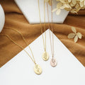 925 Sterling Silver Jewelry 12 Month Flower Pendant Oval Gold Birth Flower Pendant Necklace