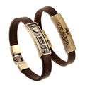 Wholesale Vintage God Bless You Letter Bracelet Jesus Religious Jewelry Mens Cross Leather Christian Bracelet for Women