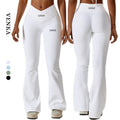 Ladies Custom Athletic Wear High Waist Cross Waist Design Sports Tights Pants Female No T Line Gym Fitness Workout Yoga Legging