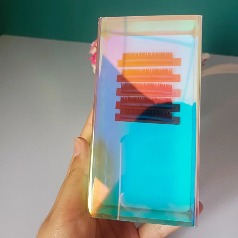 Private Label Eyelash Extension Lash Palette Acrylic Lash Tile with Cover Iridescent Acrylic Lash Tiles with case