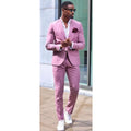 Casual Light Purple Notched Lapel Men Suits Groomsmen Groom Tuxedos Wedding Prom Best Man Blazer 2 Pieces Suits Set Jacket+Pant