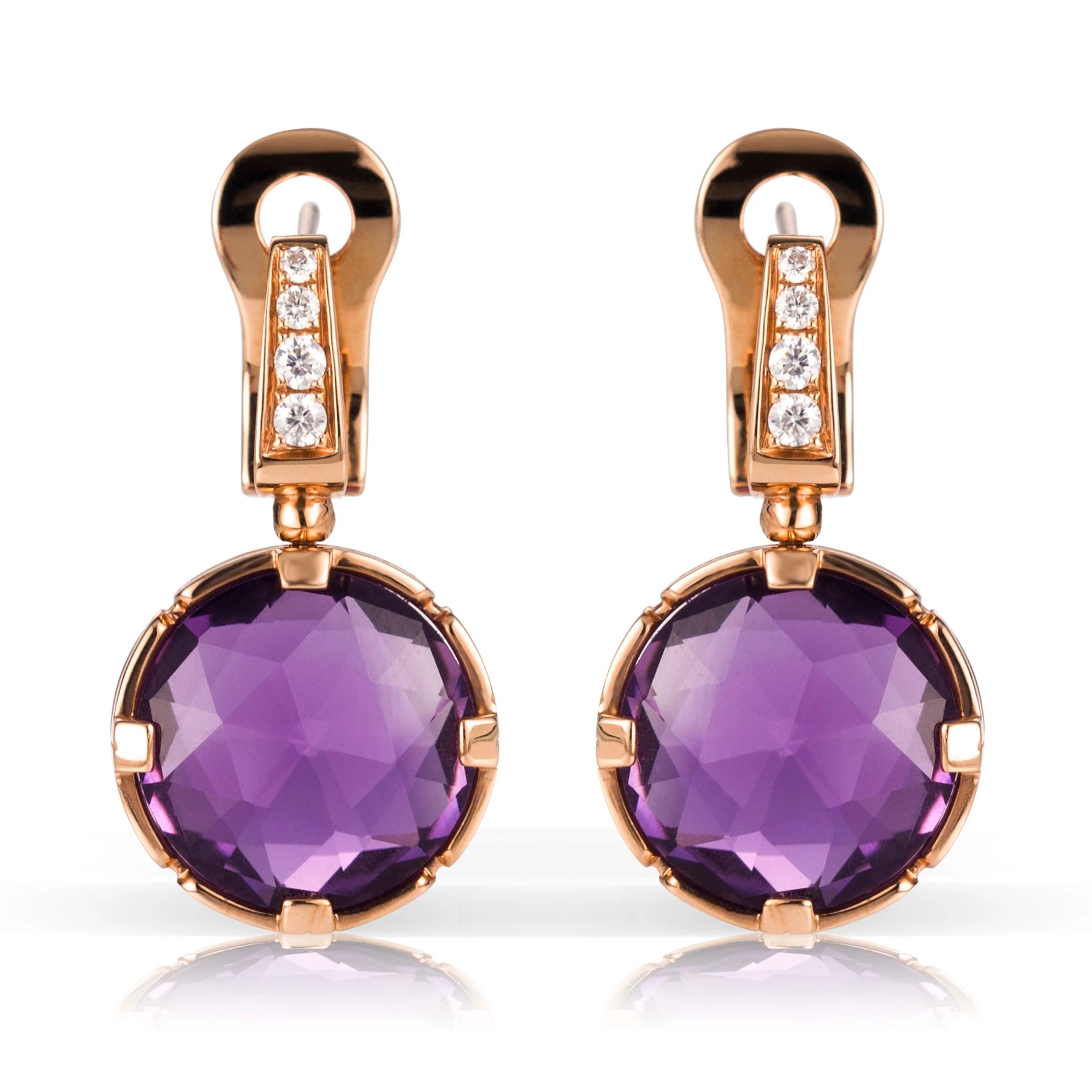 Messi Jewelry  Amethyst  Gemstone Earrings Jewelry 18k Rose Gold Fashion New Women for Elegant Gift Party Stone Wedding Earrings
