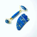 HZ Wholesale Custom Logo Masa Jeador Rodillo Facial Jade Stone Massage Roller Gua Sha Tool Set Lapis Lazuli Jade Roller for Face