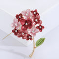 Dainty Women Rhinestone Floral Brooch Lapel Pin Red Blue Purple Enamel Flower Brooch Wholesale Jewelry