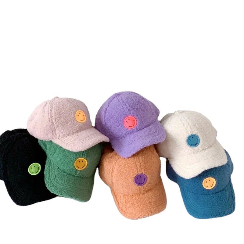 Korean Luxury Cap for Boys and Girls Plush Warm Gorras Embroidery Winter Baseball Hat in Stock Common Fabric Feature