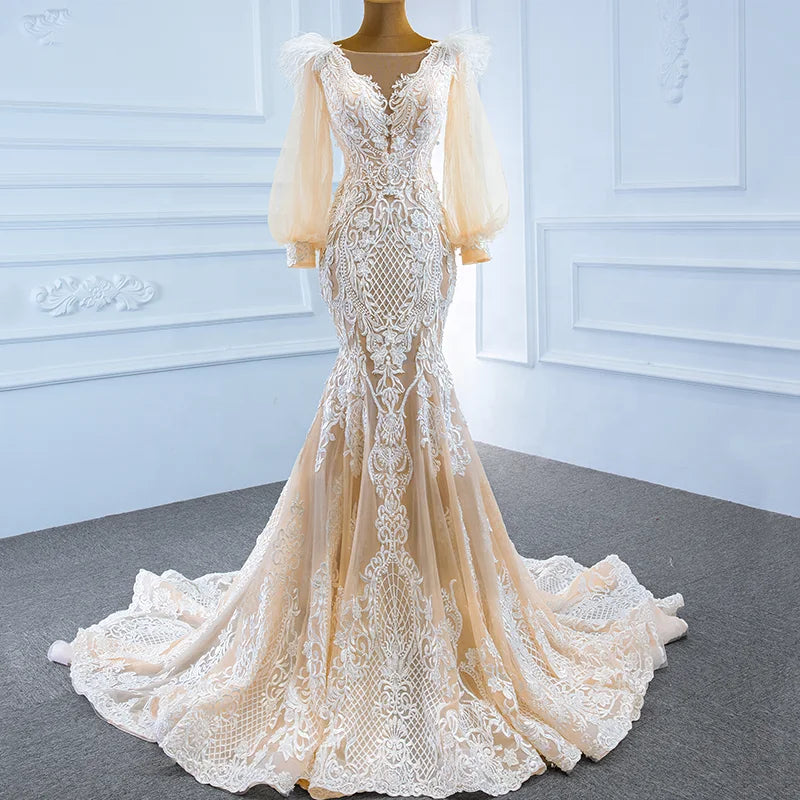 Jancember RSM67209 Sexy Mermaid Long Sleeve Dresses Women Formal Evening Women