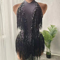 Ocstrade Women Bodysuit Sparkly Rhinestone Women Sequence Performance Jumpsuit Bling Tassel Mono Sin Mangas Para Mujer