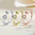 Classic Custom Fashion Women Rings Trendy Anniversary Gift Open Diamond Romantic Sterling Silver Bling 925 Heart Rings