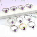 Natural Gemstone Amethyst Crystal Gem Stone Exquisite 5*7mm Brass Oval Crystal Ring
