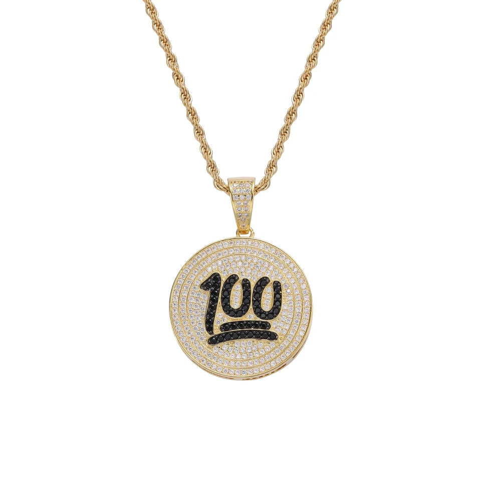CN372 Bling Bling Brass Setting CZ Hip Hop Necklace Iced Out Jewelry