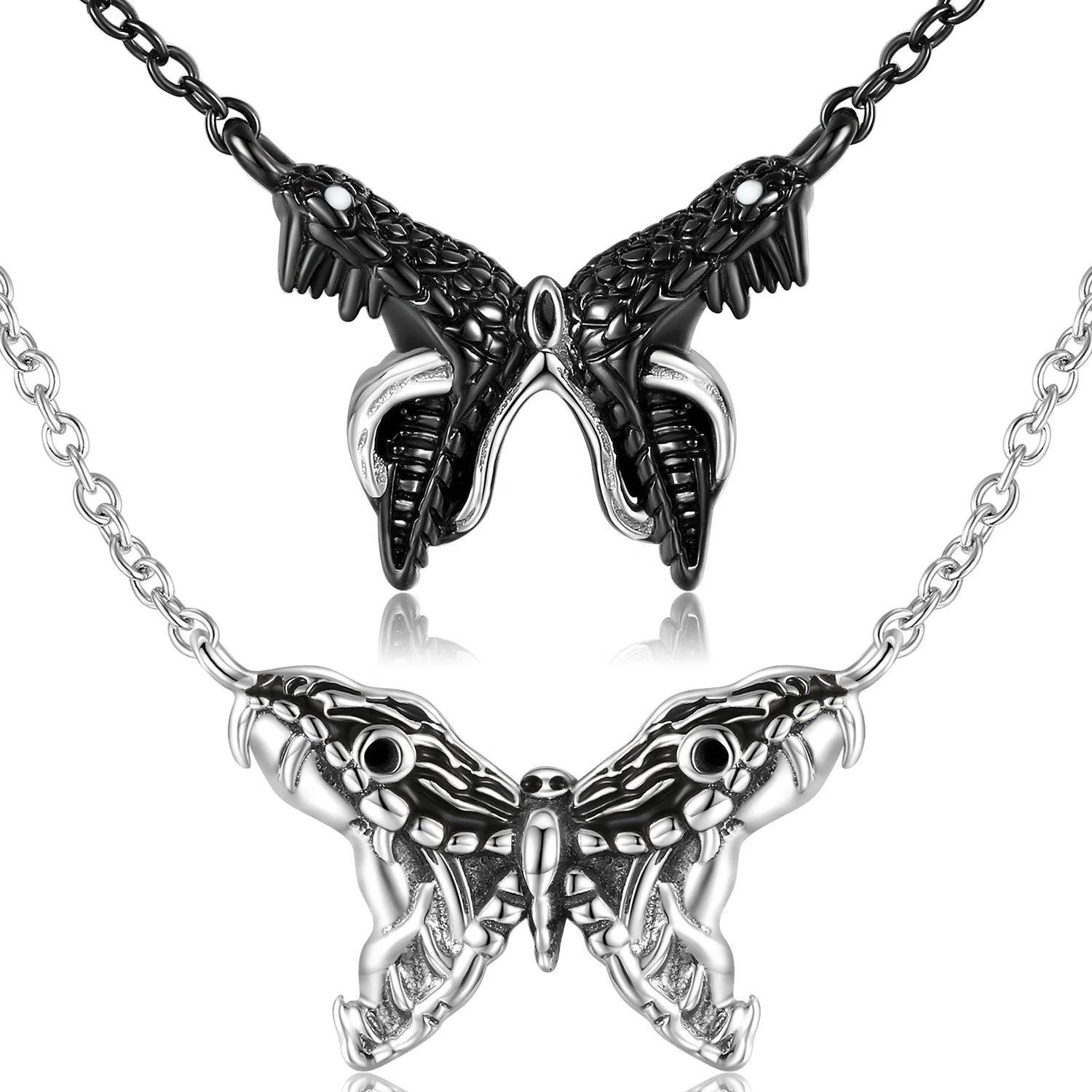 Black butterfly Pendant Necklace with Chain Authentic 925 Sterling Silver for Women Necklace Jewelry Factory Wholesale LOW MOQ