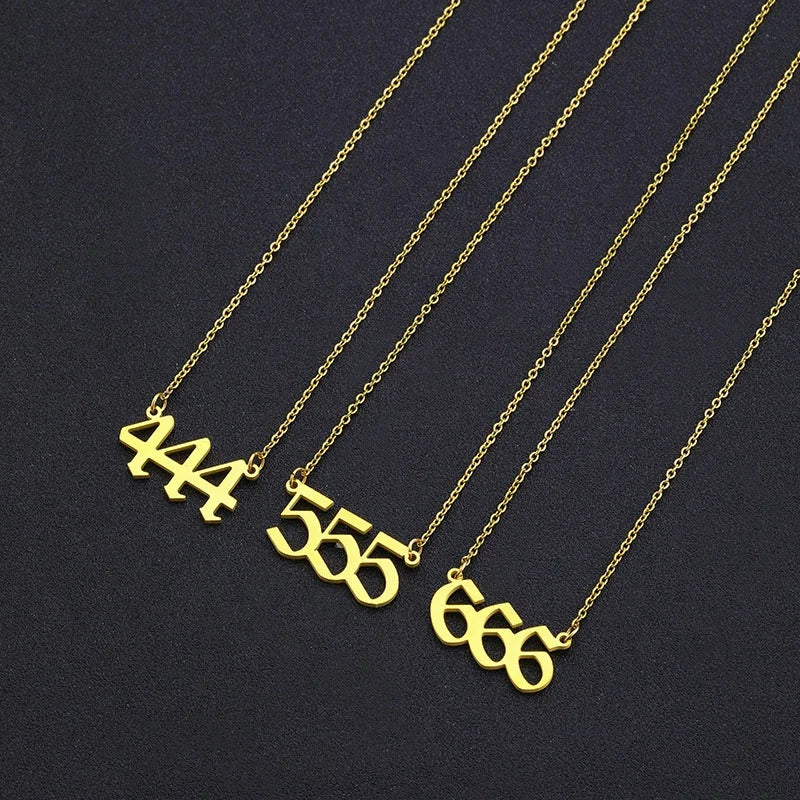 18K Gold Plated Stainless Steel Link Chain Trendy Party Anniversary Wedding Engagement Angel Lucky Number Necklace Women Gift