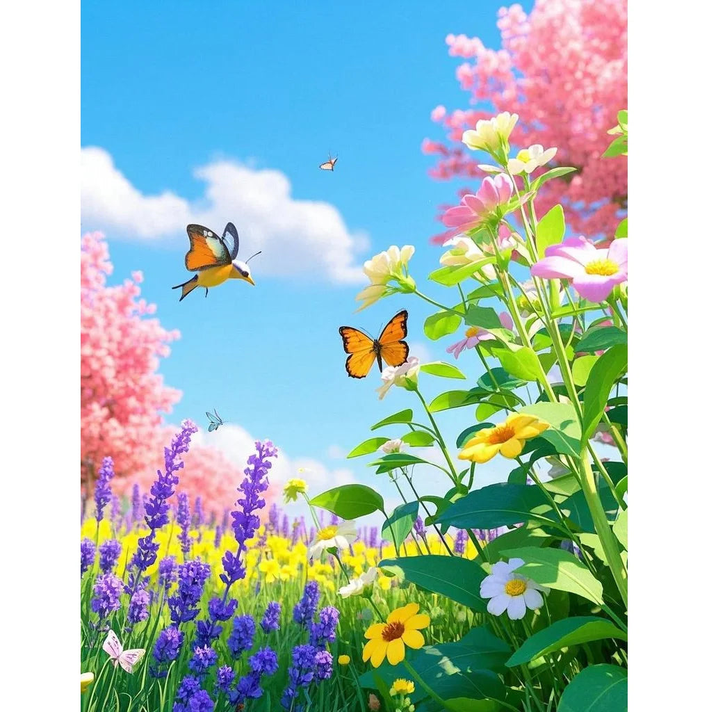 LS 5D Diamond Painting Kit Spring Flower DIY Cross Stitch 30x40cm Printed Color Box Carton Package