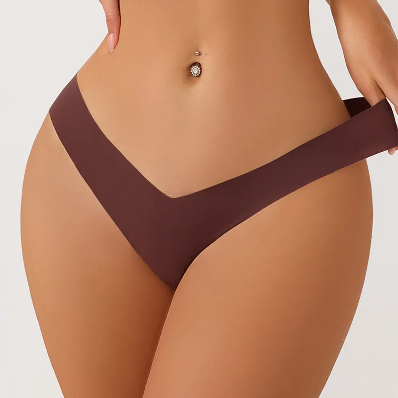 Ladies Laser V Cut Ice Silk US EU Size Seamless Woman Underwear Panties Hipster