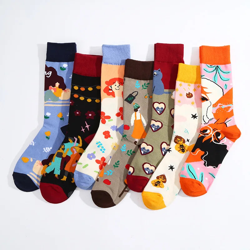 Whale Fashion New Design Womens Cute Cotton Stockings Popular Girls Patterns Tube Skateboard Spring Trend Socks