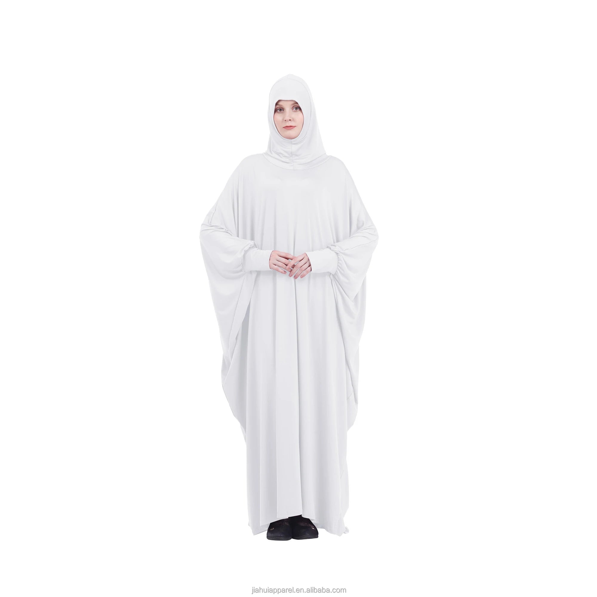2020 New Solid Color One Piece for Jilbab Muslim Abaya Robes Ladies Khimar with Veils Full Cover Stretchy for Summer