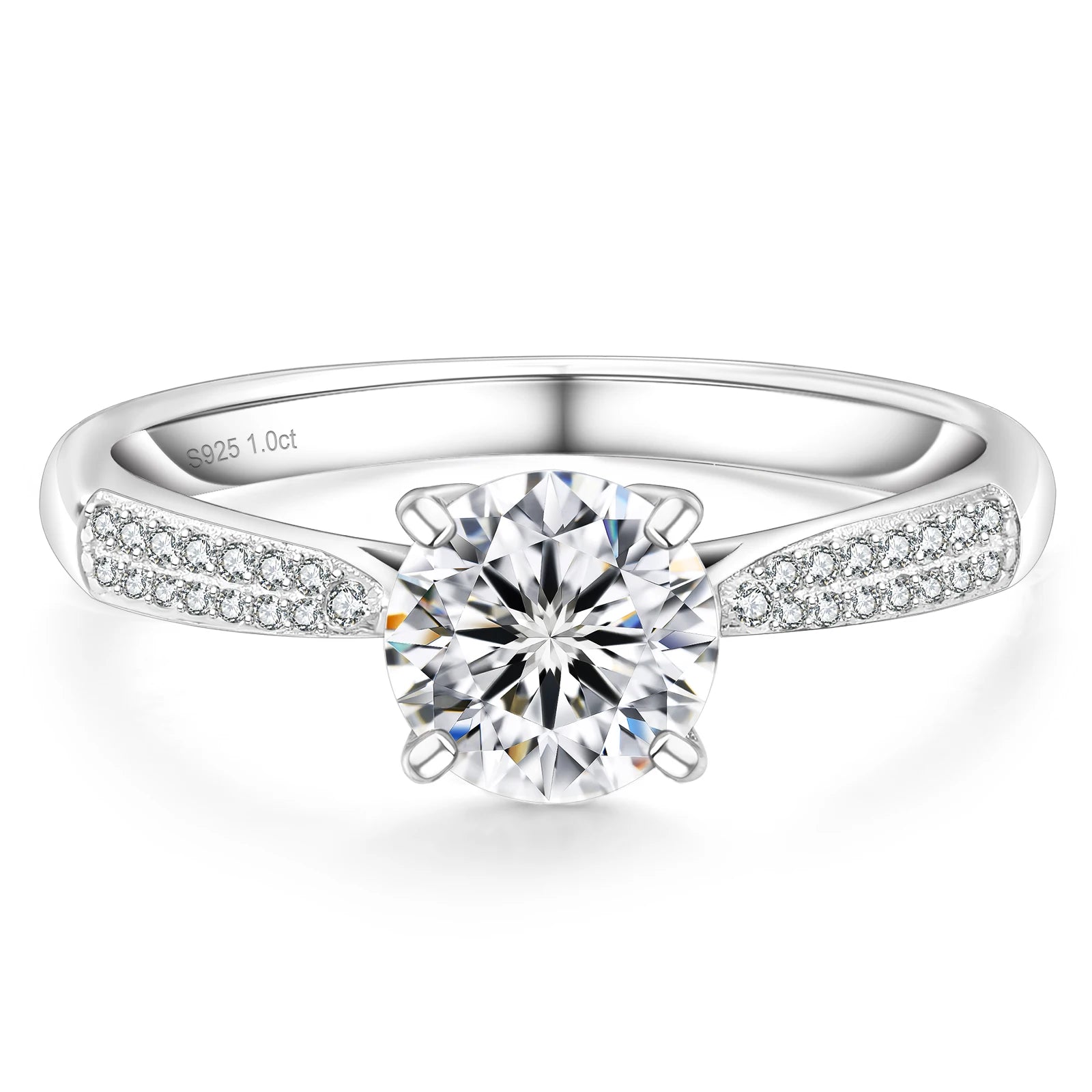 Trendy 1.0CT Moissanite Diamond Promise Bridal Wedding Band 925 Sterling Silver White Gold Plated GRA Certified Engagement Ring