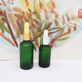 Frosted Green 10ml Glass Serum Bottle with Pump Cap