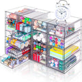 20-Drawer Acrylic Organizer 4 Sets Clear Makeup/Craft Storage Drawers for Office Art Supply or Desk Organization