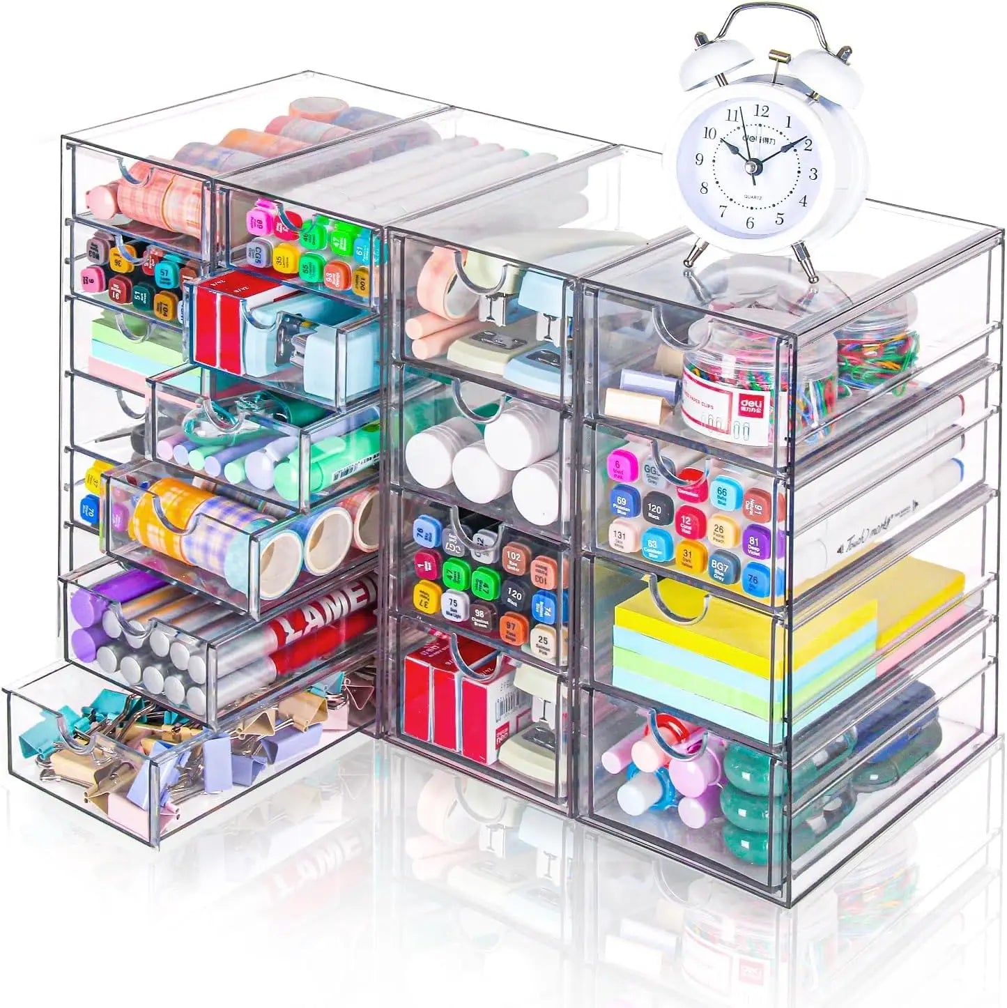 20-Drawer Acrylic Organizer 4 Sets Clear Makeup/Craft Storage Drawers for Office Art Supply or Desk Organization