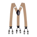 Brown Plaid Color Formal 6 Clips Braces Quality Women Adjustable Polyester Suspenders