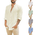 New Fashion Men's Cotton Cardigan Shirts Solid Color Casual Long Sleeve Button Tops Clothes Simple Breathable Shirt