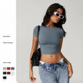 Women's Crop Tops Crew Neck Shorts Sleeve Stretch Fitted Shirts Crop Tops Women's T-shirts