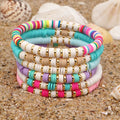 Heishi Bracelet Set Stack Rainbow Vinyl Disc Bead Surfer Stretch Summer Beach Bracelet Women Jewelry