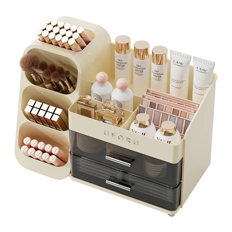 Modern High-Density Melamine Cosmetic Storage Box Multi-Functional High-Capacity Lipstick Skin Care Folding Rack for Household