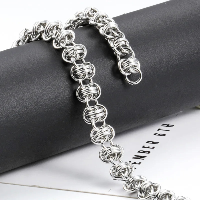 New stainless steel double ring chain ornament DIY necklace bracelet hop cool fashion Guba accessories