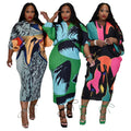 2024 Hot V-Neck Batsleeve Printed Women Dresses Church Ladies Elegant Women Dresses Church Ladies Elegant Casual Women'S Dresses