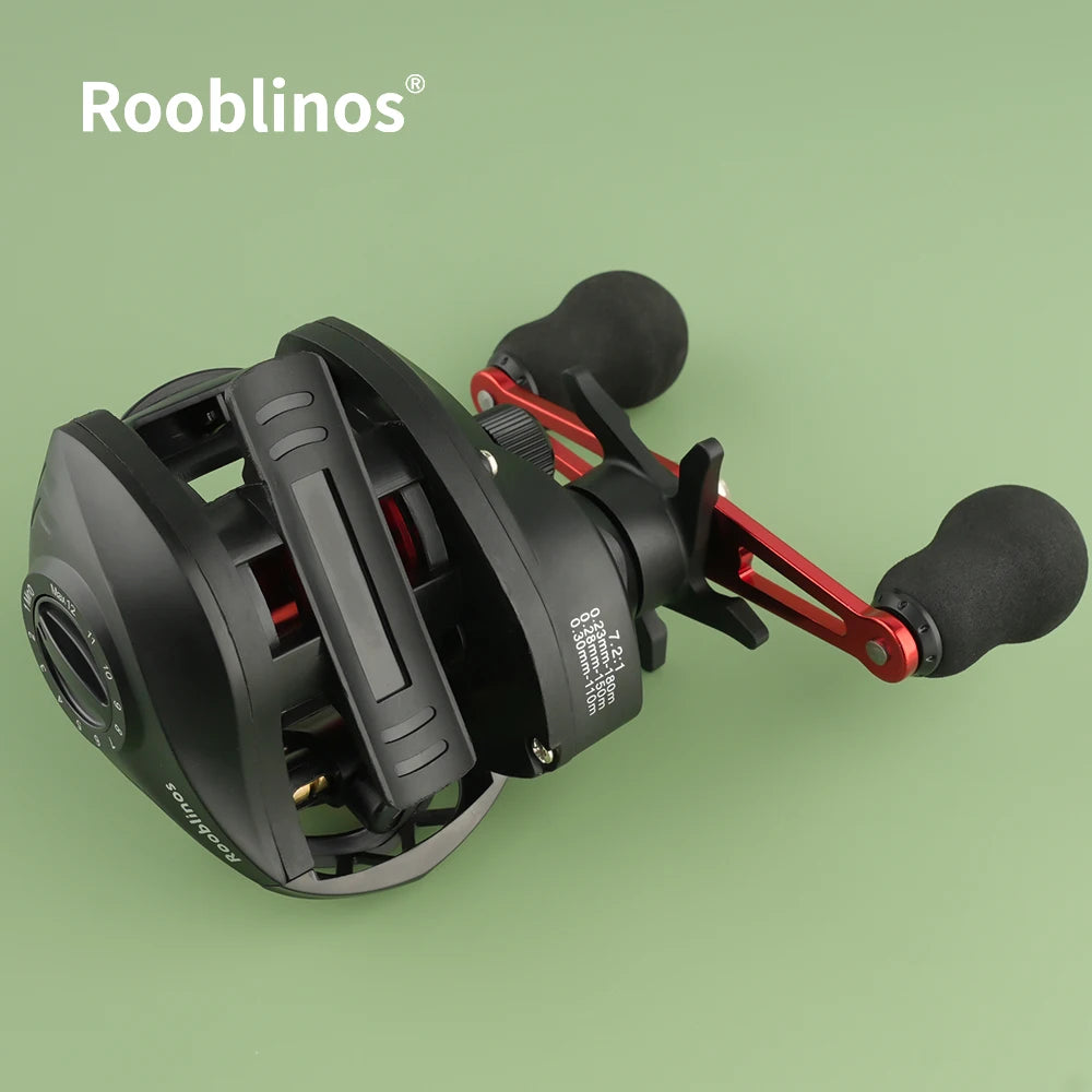 [Germany Stock] Rooblinos AC Waterdrop Baitcasting Reel 7.2:1 Gear Ratio Left Hand Nylon Aluminum Fake for Stream River Lake