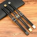 Wholesale Double Layers Wrap Bracelet Beads Magnetic Clasp Stainless Steel Bracelet Men's Leather Bracelet