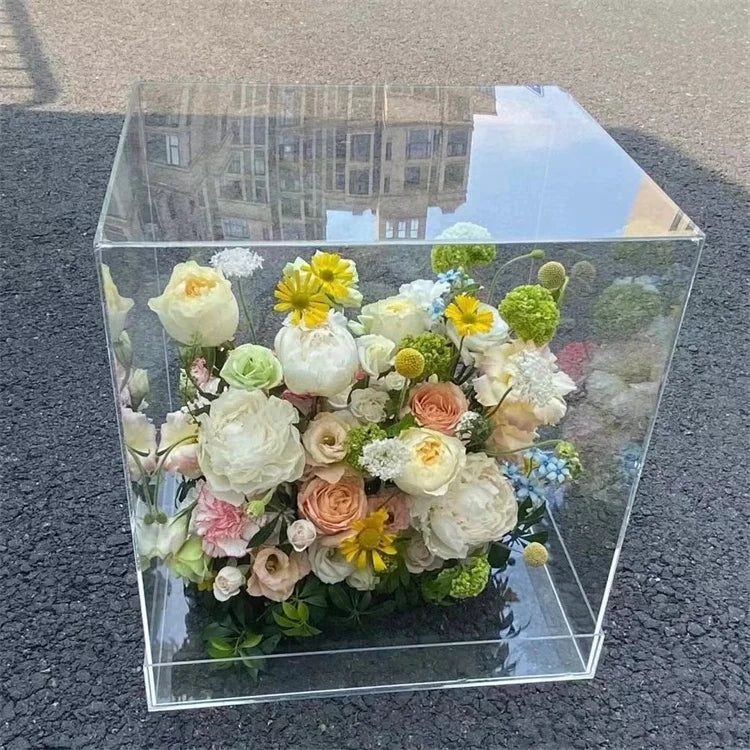Unique Design 3x5 Rectangle Clear Acrylic Floral Box for Flower Arrangement
