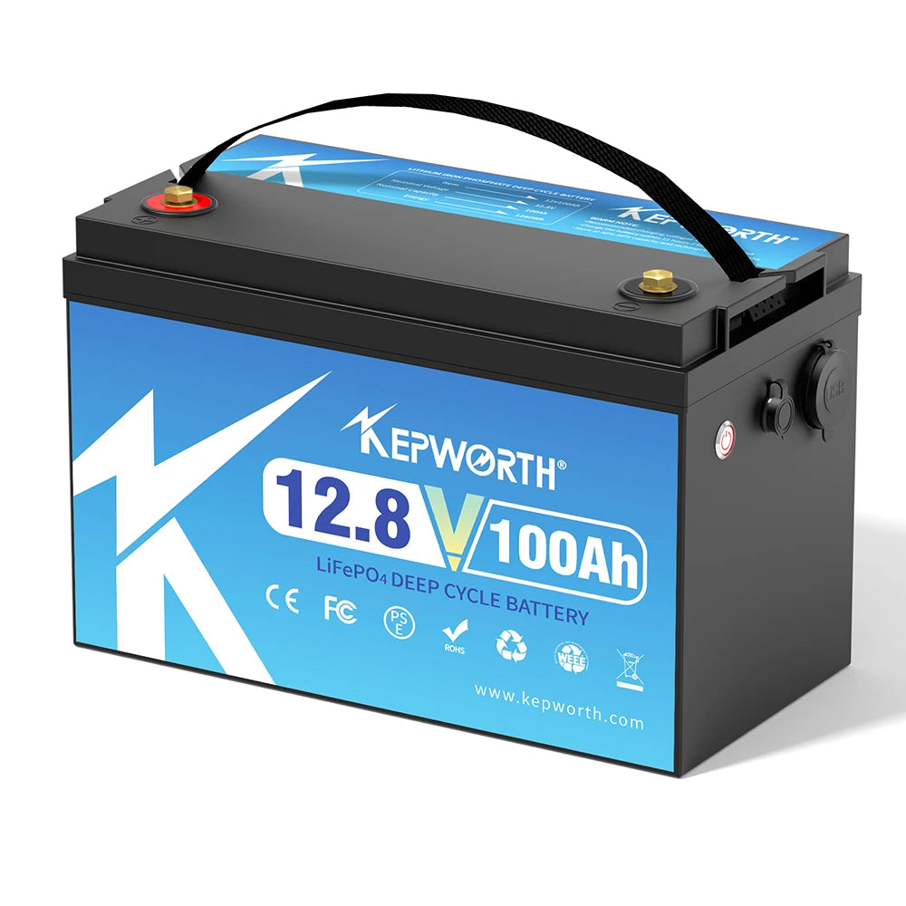 EU Stocks for 12V 100Ah LiFePo4 Battery Pack Built-in BMS Lithium Iron Phosphate Battery 4000+ Deep Cycles for Solar RV Marine