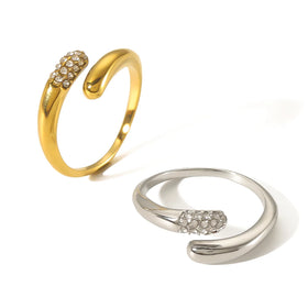 Best Selling Stainless Steel Gold Plated CZ Diamond OPen Adjustable Couple Rings for Women Bijoux Femme Gifts