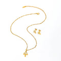 Joolim Jewelry 18K Gold Plated Waterproof Luck Mushroom Zirconia Pendant Necklace Stainless Steel Jewelry Wholesale Earring Set