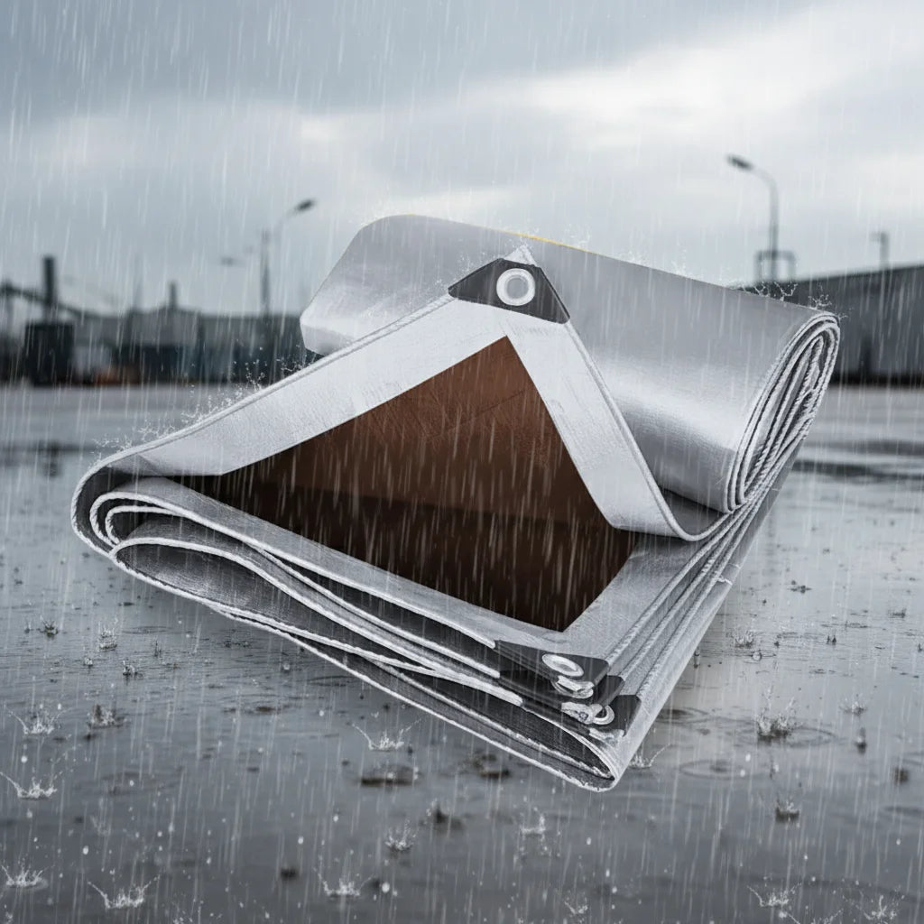 Heavy Duty Waterproof 12x25 Feet 10Mil Multipurpose Poly Tarp Cover with Metal Grommets and Reinforced Edges Silver/Brown Tarp