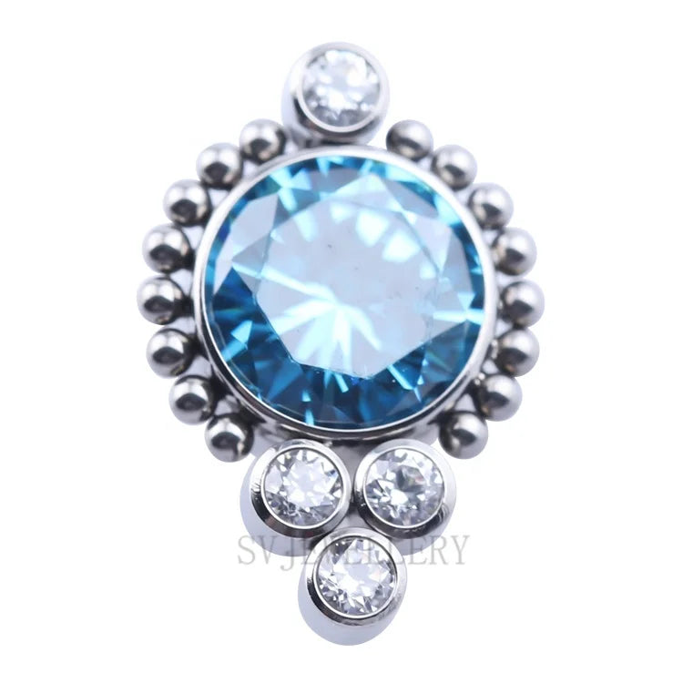 Fashion Titanium Internally Threaded Welding Tiny Balls Bezel Opal Labret Piercing Studs Ear Tragus Jewelry