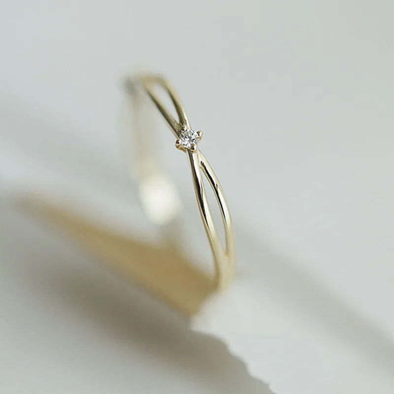 Fine Jewelry Simple INS Style Double Layered Zircon Finger Rings for Women Girls Real 925 Pure Sterling Silver Gold Weddings