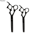 Wanmei Simple Tooth Scissors Black Dragon Totem Dragon Design Fashionable Men's Hairdressing Flat Scissors Tooth Barber Tools