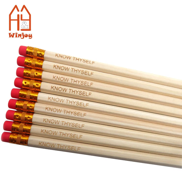 Custom 7.5 Inch Hexagonal Eco-Friendly Natural Wood 2# HB Graphite Writing Pencil for School Office and Home Laser Engrave Logo