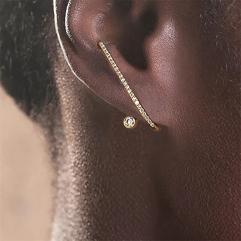 Ladies Zircon Diamond Crystal Earrings Stud and Cuff Clip on Earring Sets Fashion Jewellery