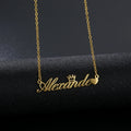Wholesale Initial Letter Necklace Custom Stainless Steel Necklace Cursive Crown Heart Nameplate Jewelry Custom Name Fashion