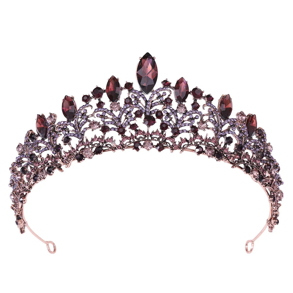 Vintage Purple Black Rhinestone Bridal Wedding Crown Bridal Headdress