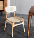 Modern Traditional Design Dining Chair with Rattan and Natural Wood Backrest for Home or Park Use