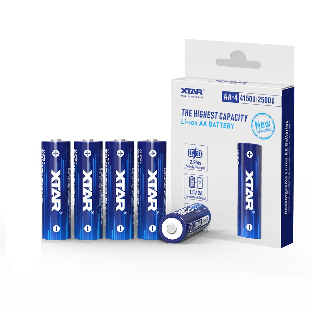 Rechargeable Battery 1.5v 4150mWh Lithium Ion Batteries AA 2500mAh  Long Cycle Life Low Self Discharge Best Battery